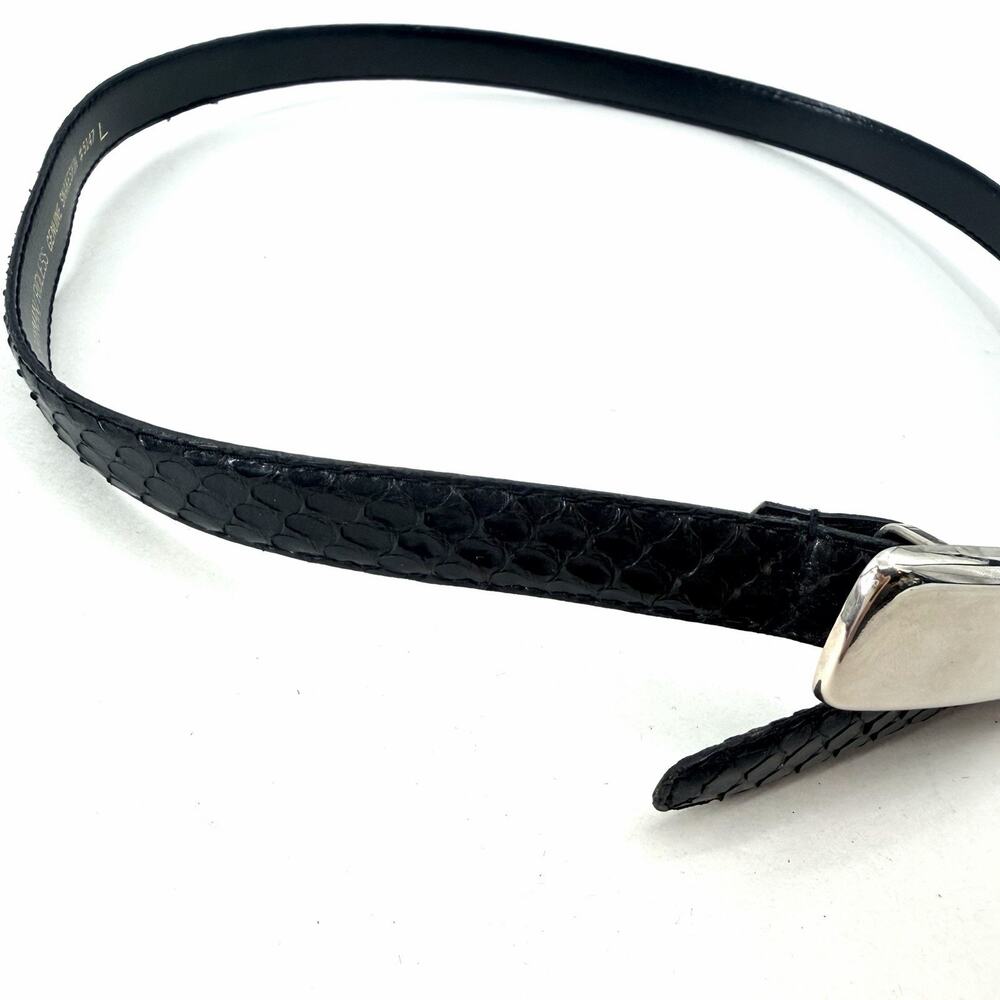 Vintage Rayman Ridless Black Snakeskin & Metal Detail Hook Belt Womens Large - Picture 4 of 8